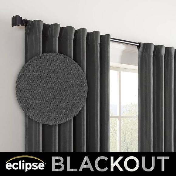 Eclipse  Blackout  Rod Pocket Window Curtain for Bedroom (1 Panel), 42 x 84 - Picture 1 of 9